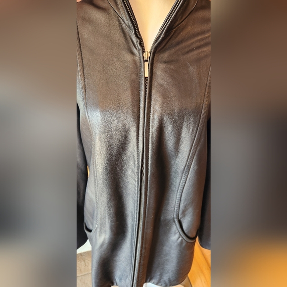 Worthington Genuine Lambskin Leather Jacket Size Medium Black Y2K - Picture 6 of 11